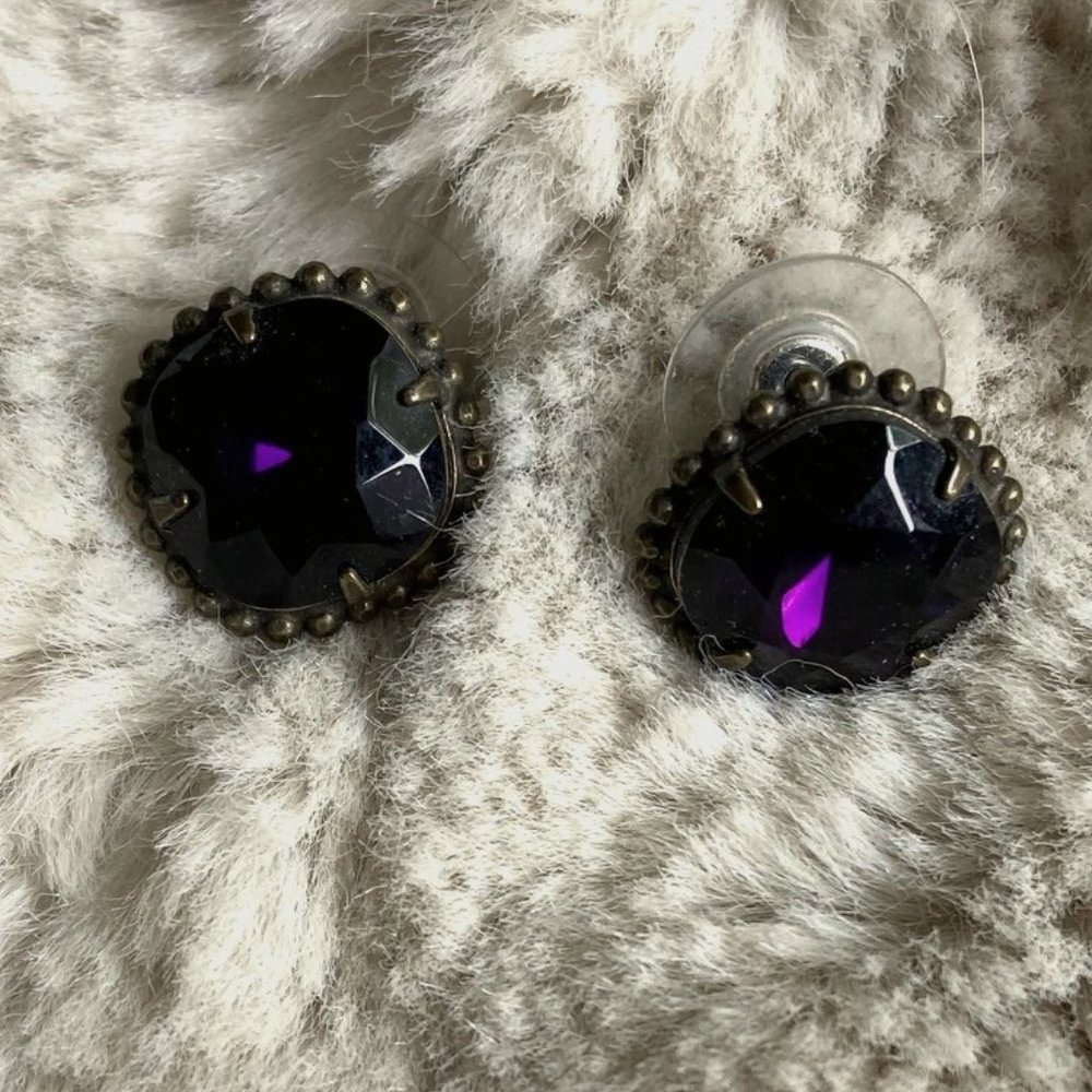 Patina Purple Gem Stud Earrings